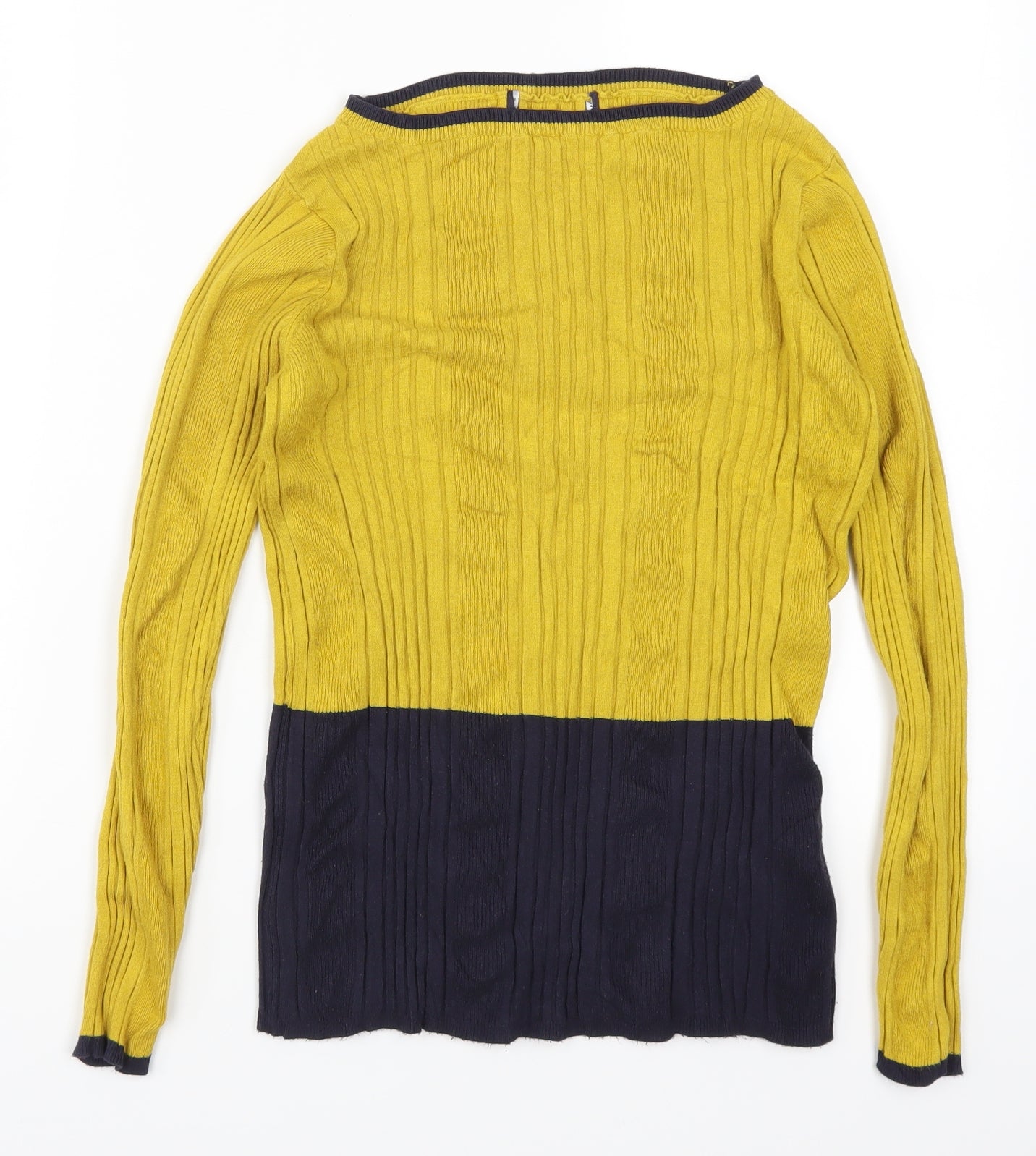 Preworn Womens Yellow  Knit Pullover Jumper Size 14  - Colour Block