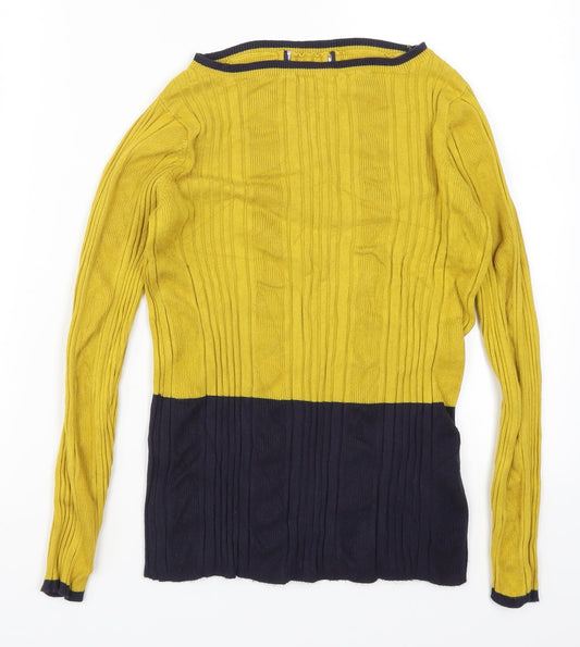 Preworn Womens Yellow  Knit Pullover Jumper Size 14  - Colour Block