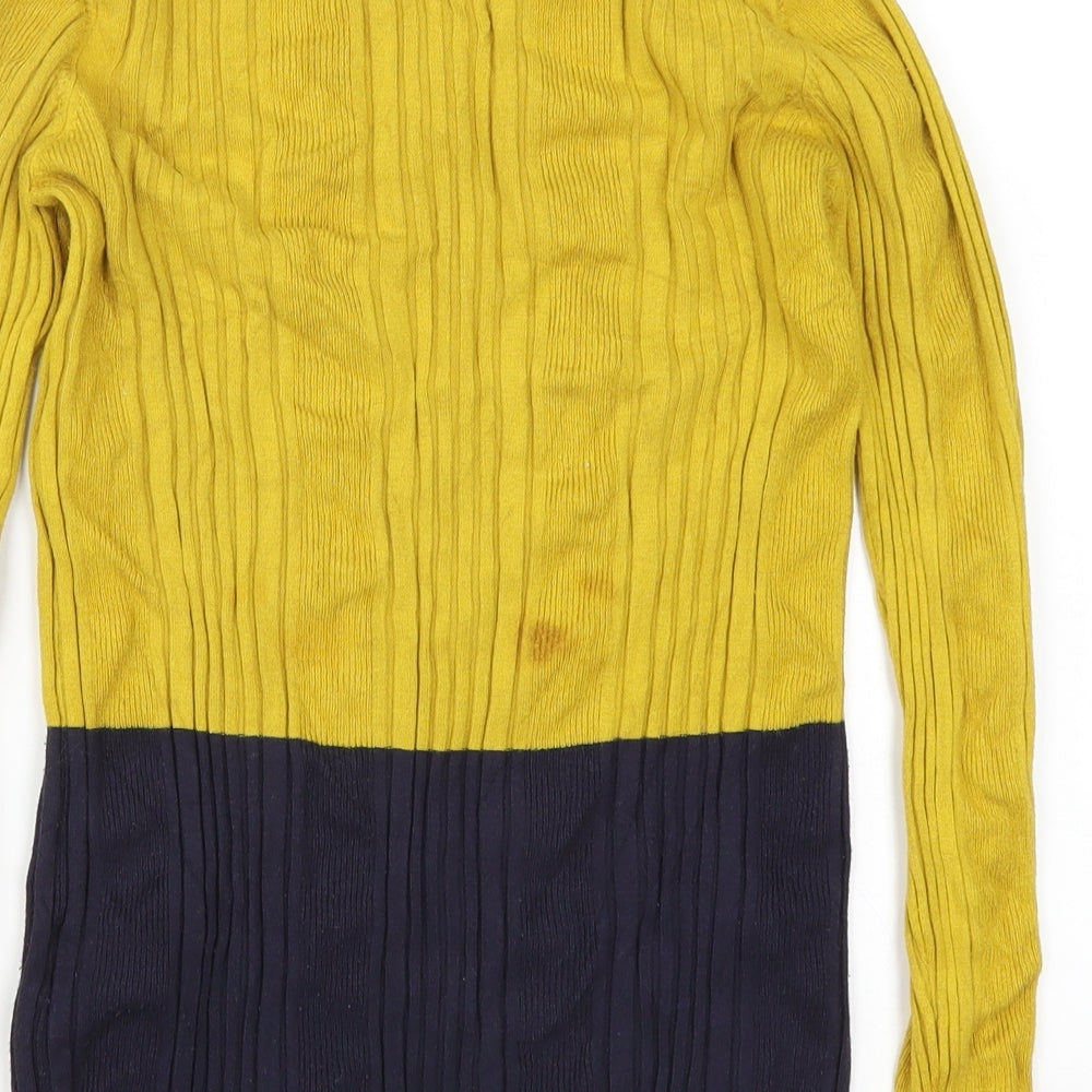 Preworn Womens Yellow  Knit Pullover Jumper Size 14  - Colour Block