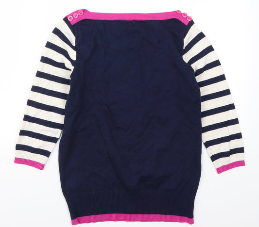 M&Co Womens Blue Striped Knit Pullover Jumper Size XS