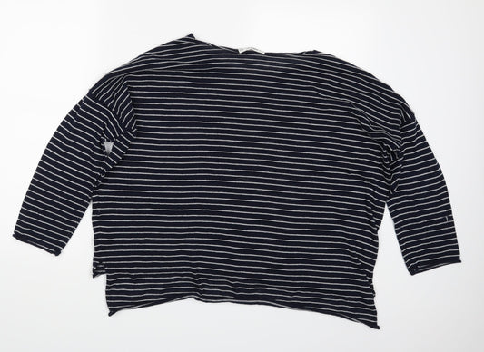 Zara Womens Blue Striped  Pullover Sweatshirt Size M