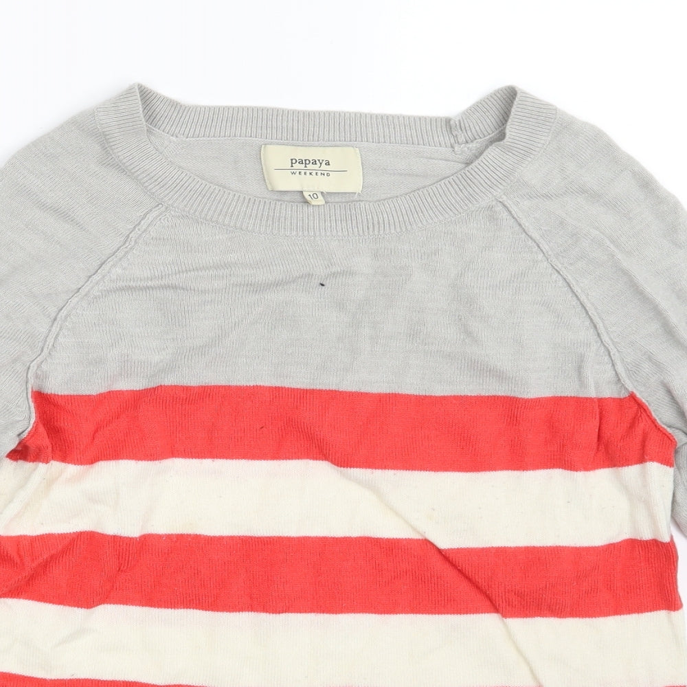 Papaya Womens Multicoloured Striped  Pullover Sweatshirt Size 10