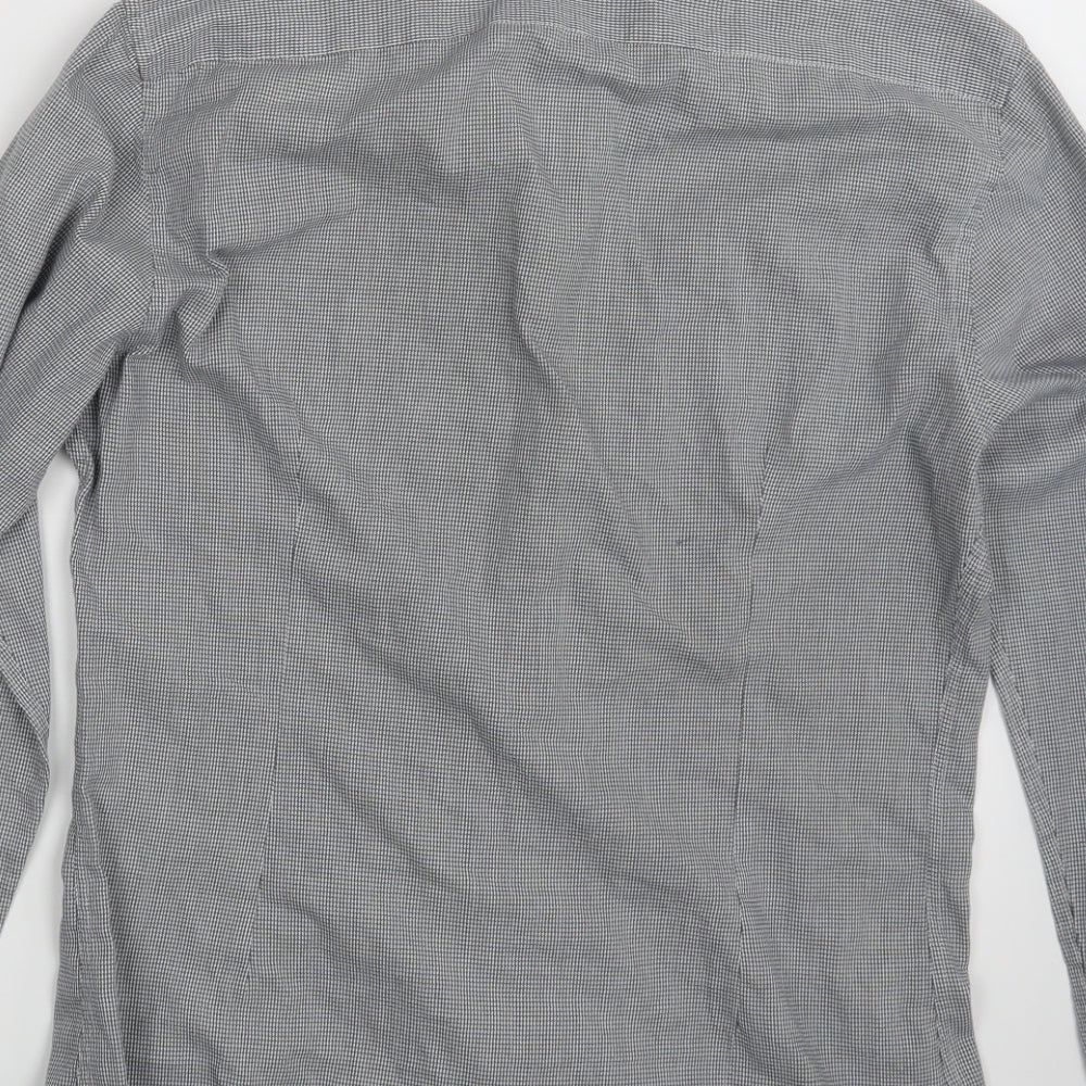 M&S Mens Grey Geometric   Button-Up Size S