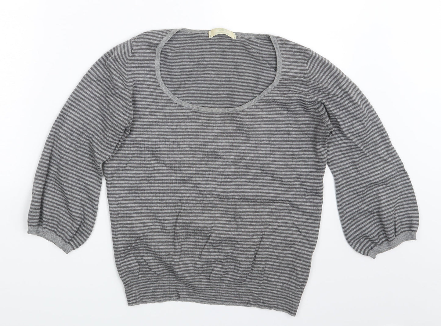 M&S Womens Grey Striped  Pullover Jumper Size 12