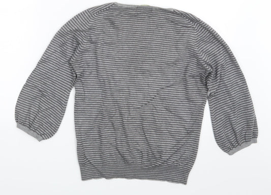 M&S Womens Grey Striped  Pullover Jumper Size 12