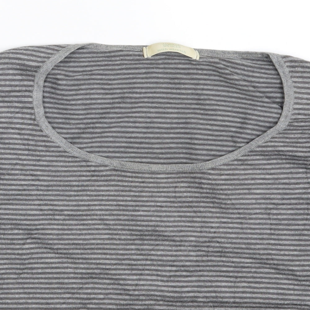 M&S Womens Grey Striped  Pullover Jumper Size 12