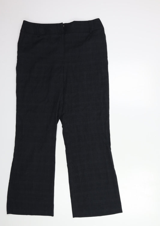 Papaya Womens Black Check  Trousers  Size 14 L30 in