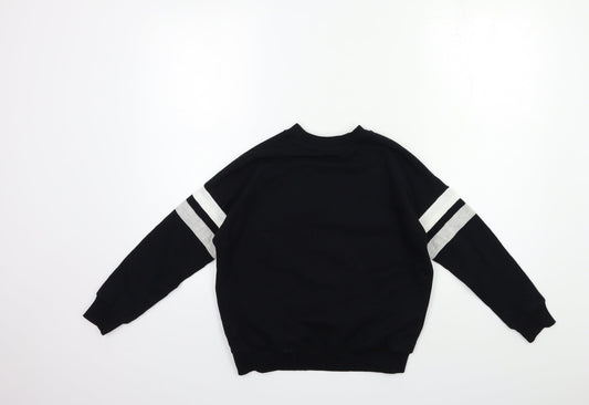 Marks and Spencer Girls Black Striped  Pullover Sweatshirt Size 9-10 Years