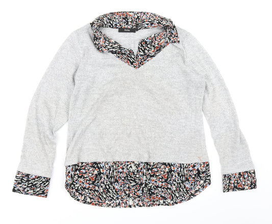 Festa Womens Grey Floral  Pullover Jumper Size 14