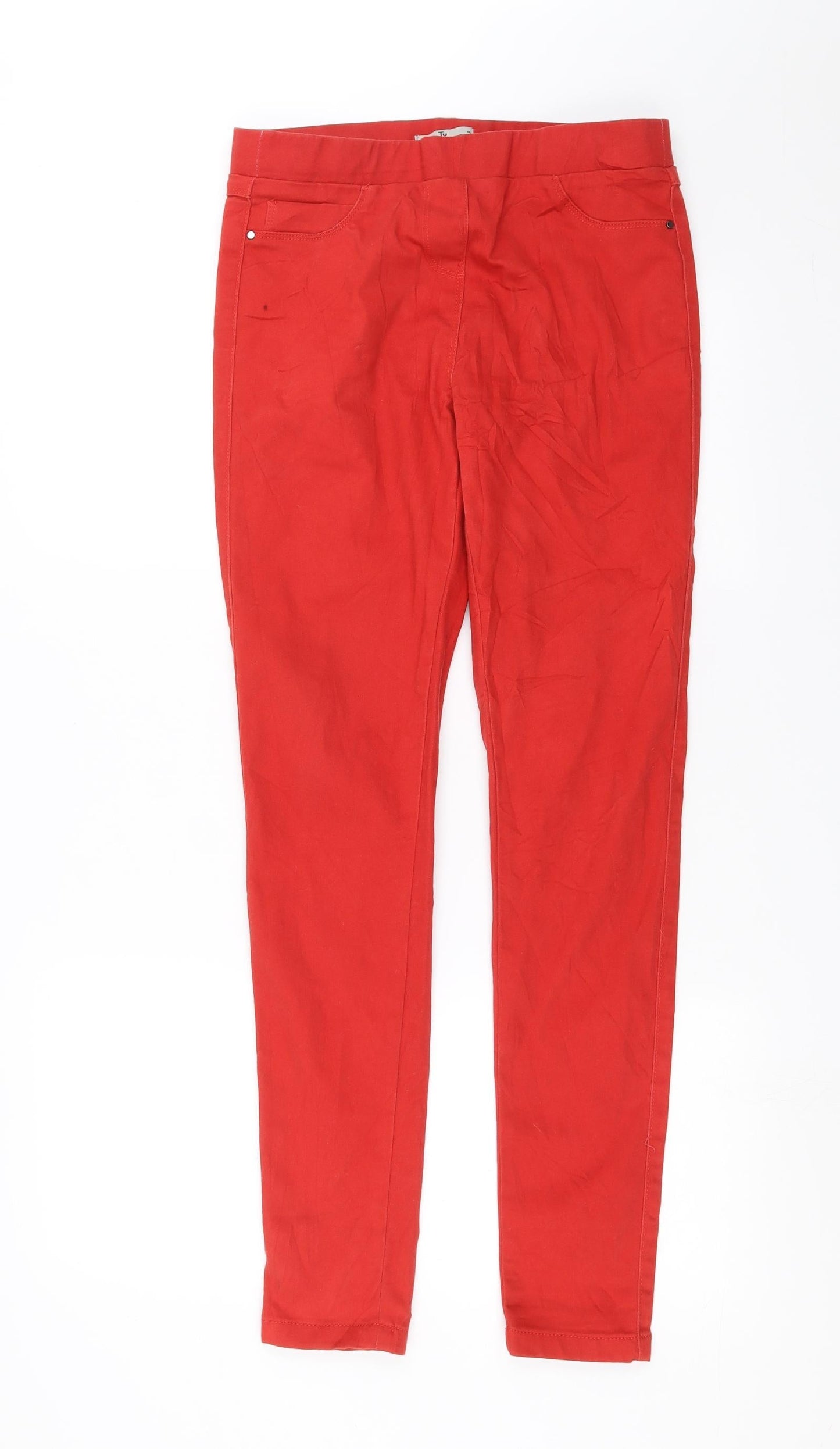 TU Womens Red  Denim Jegging Jeans Size 10 L30 in