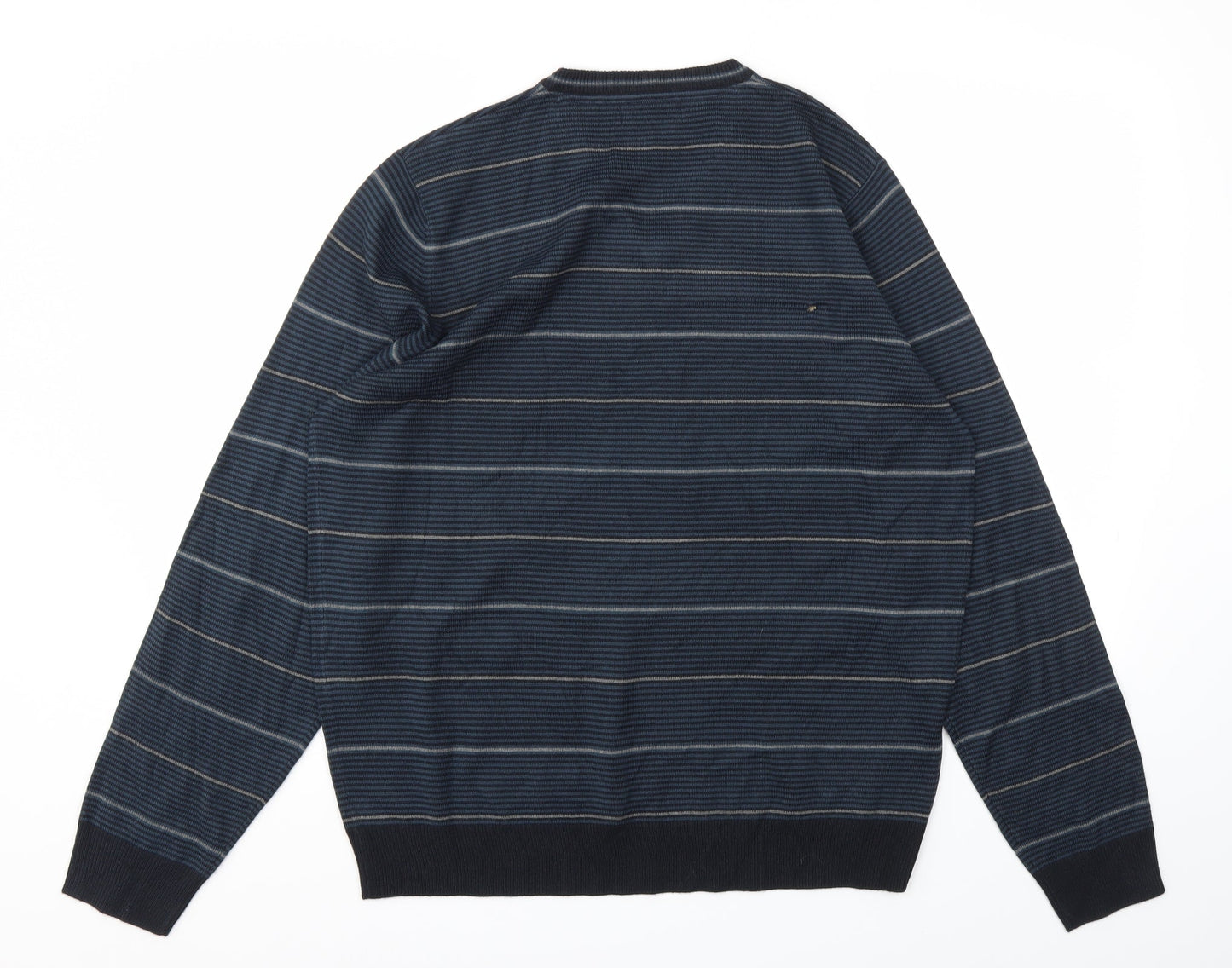 M&S Mens Blue Striped  Pullover Sweatshirt Size L