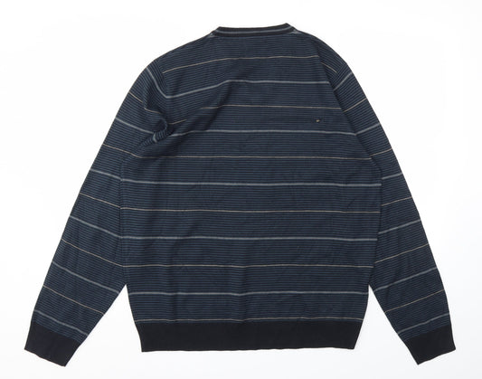 M&S Mens Blue Striped  Pullover Sweatshirt Size L