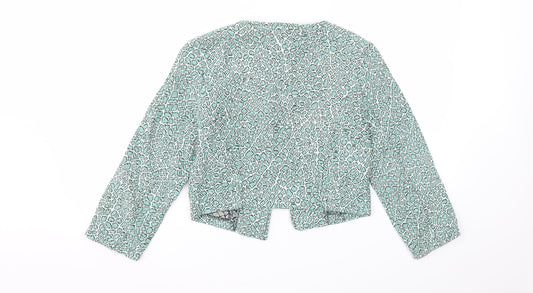 Preworn Womens Green Animal Print  Jacket Blazer Size M