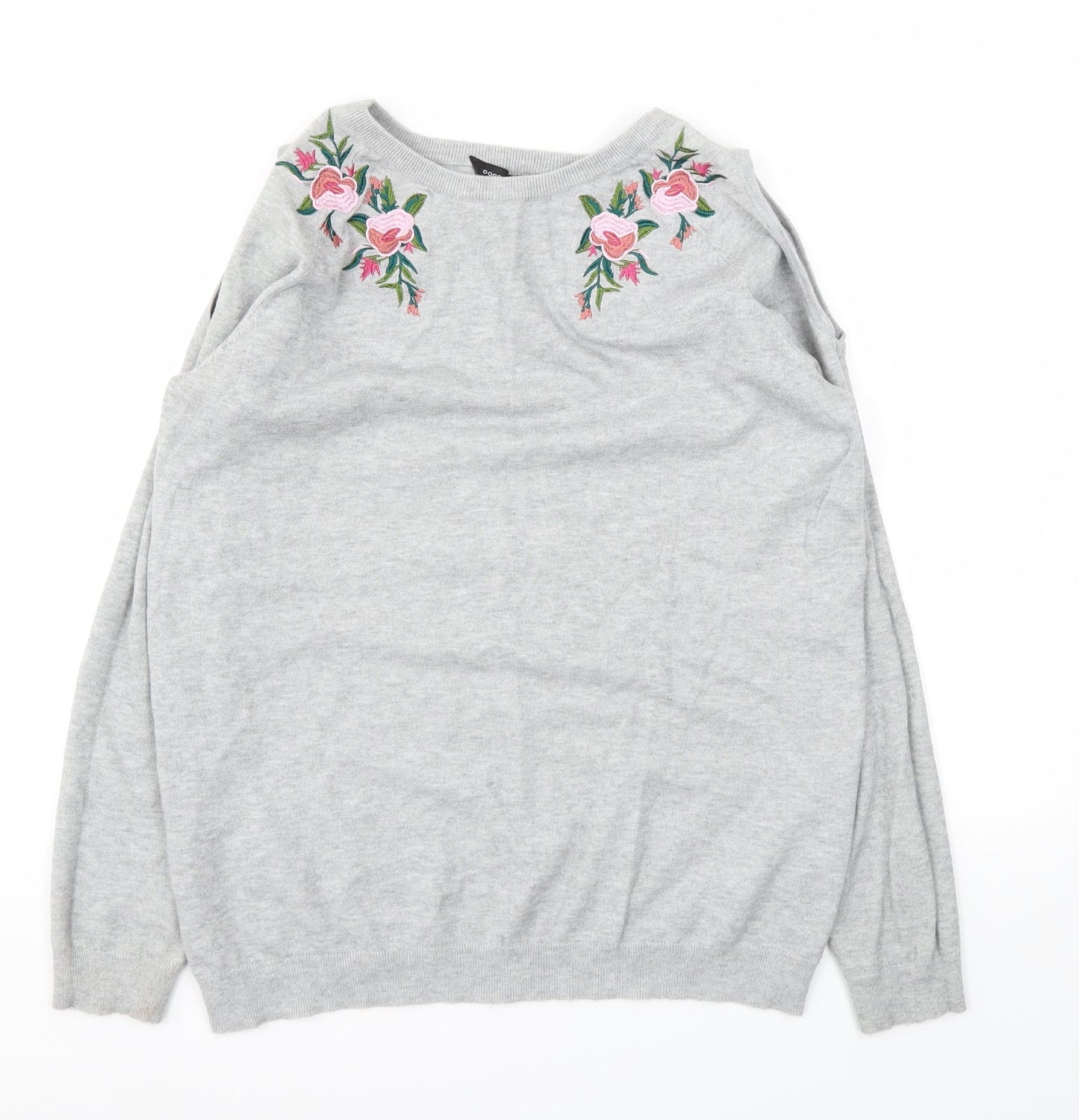 Dorothy Perkins Womens Grey Floral  Pullover Jumper Size 10