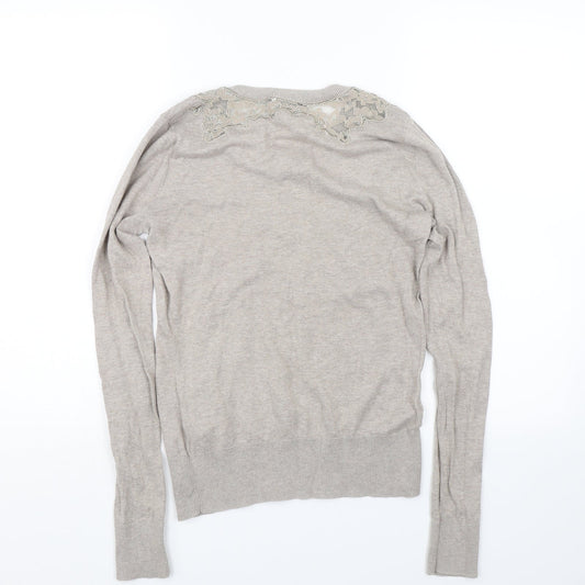 Topshop Womens Brown Floral  Pullover Jumper Size 8