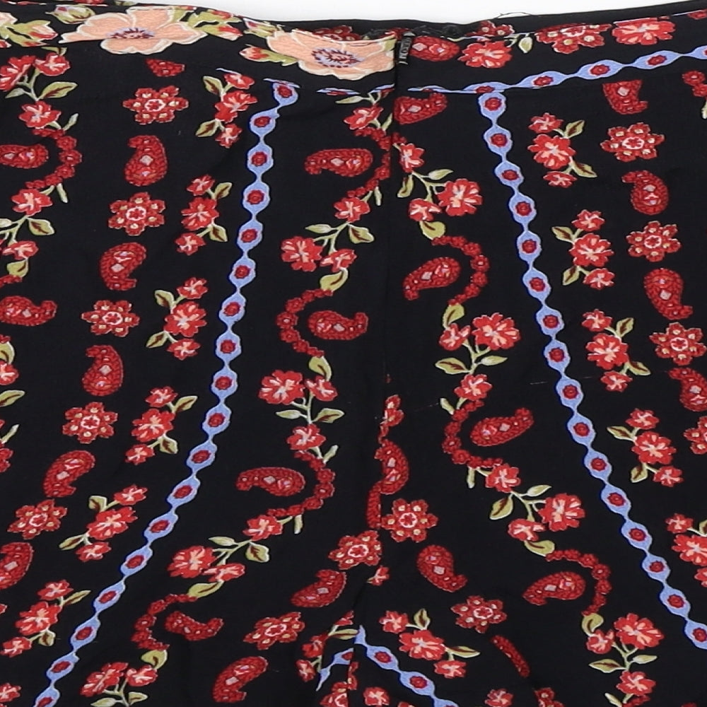 Miss Selfridge Womens Black Paisley  Sweat Shorts Size 10 - Transparent