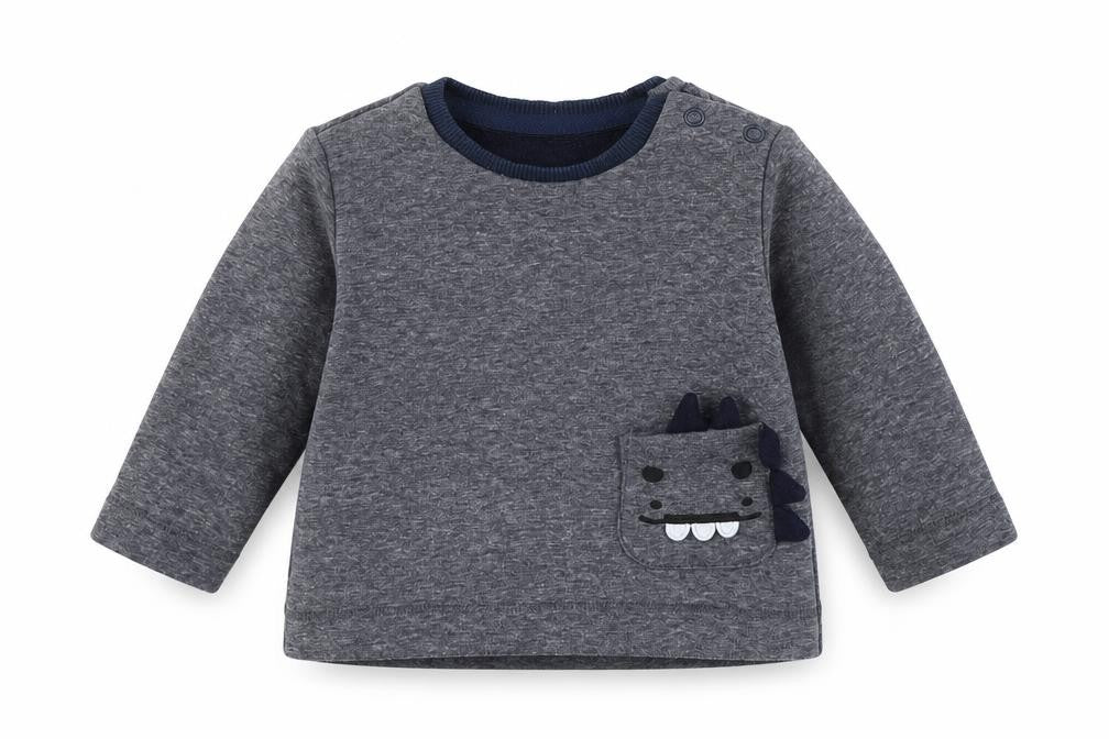Front view of George Baby Grey jumper, size 3-6, Months - Dinosaur