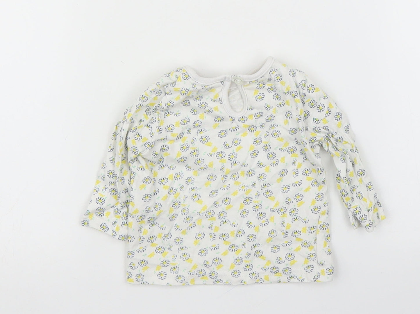 M&Co Girls White Floral  Basic Blouse Size 0-3 Months