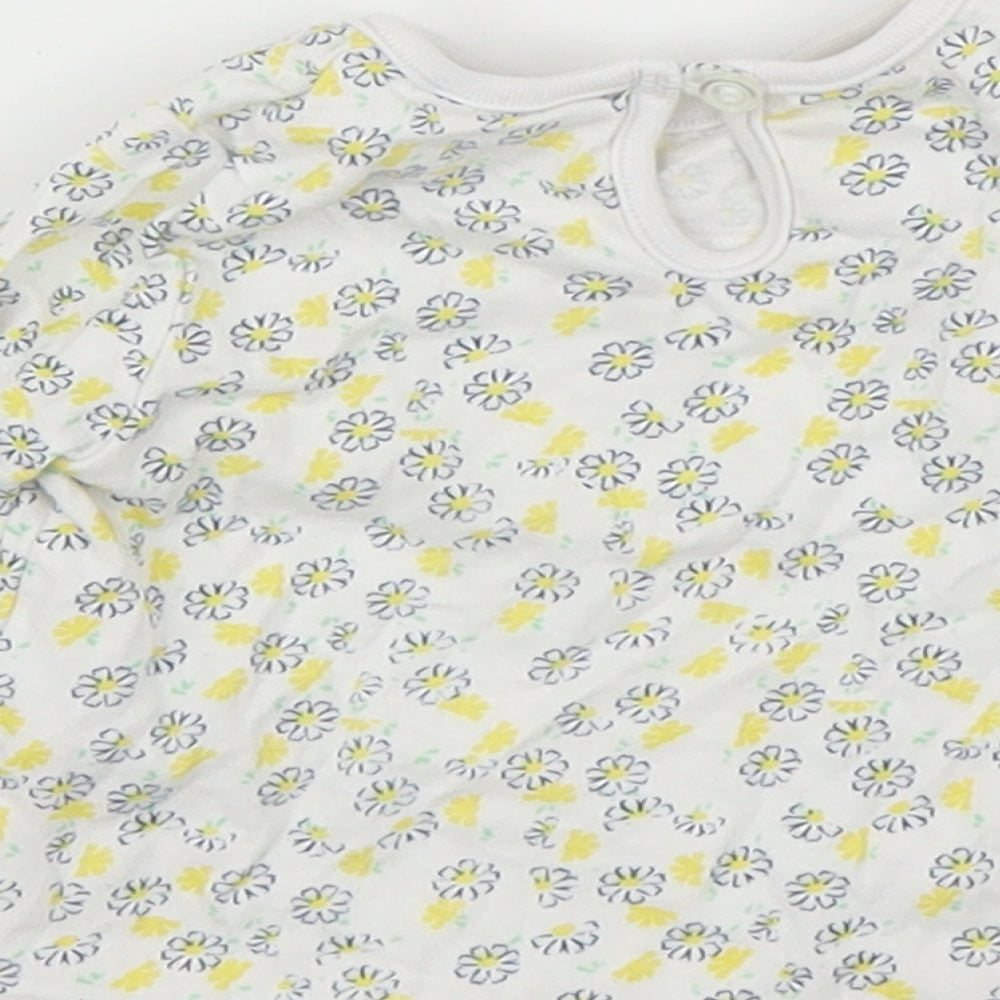 M&Co Girls White Floral  Basic Blouse Size 0-3 Months