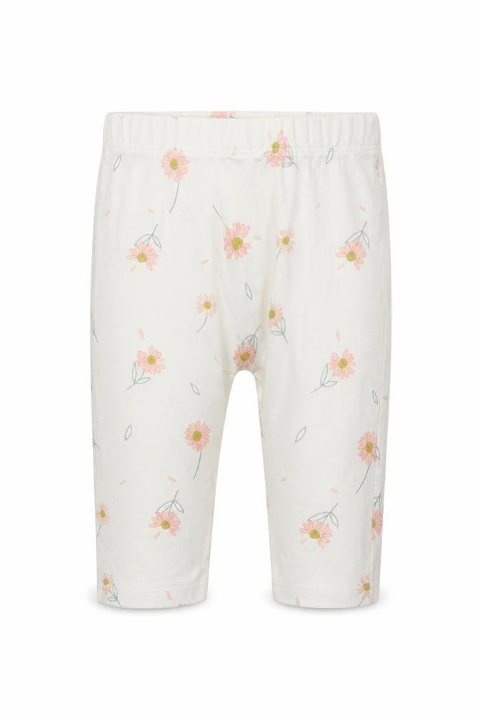 Front view of George girls’ beige floral capri leggings, size 3-6, months