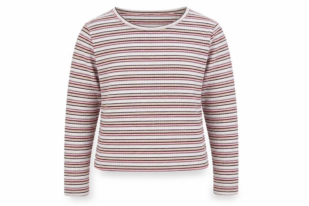 Pep&Co Girls Pink Striped  Basic T-Shirt Size 8-9 Years
