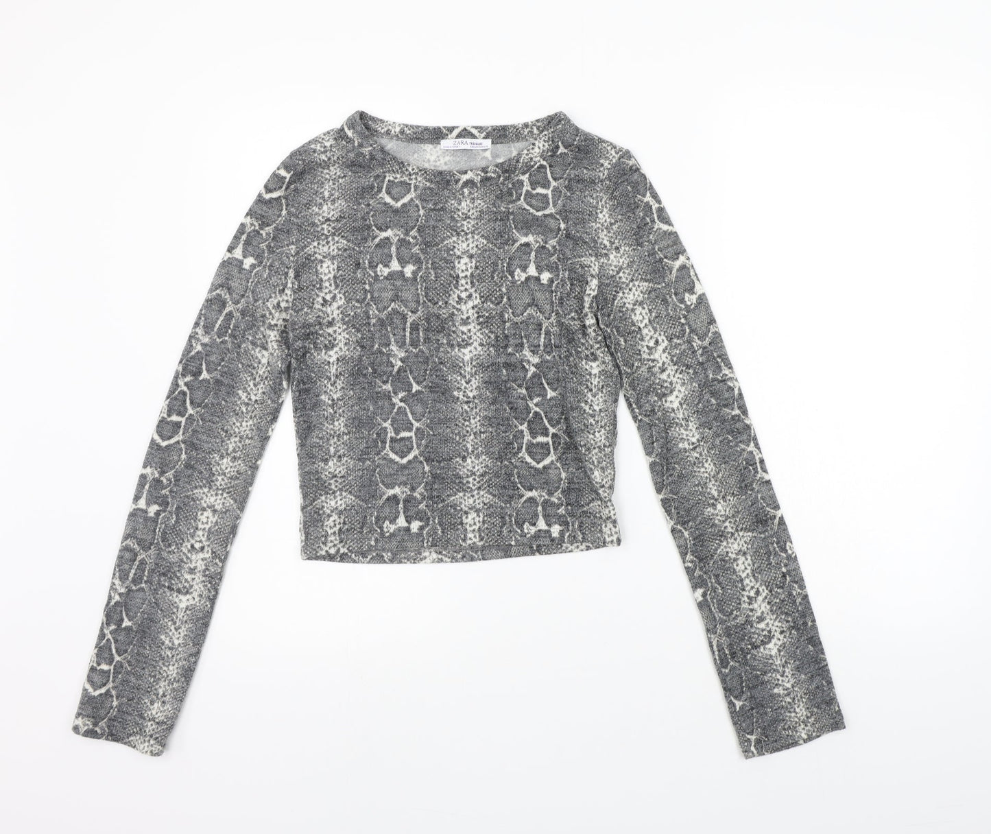 Zara Womens Grey Animal Print  Basic Polo Size S