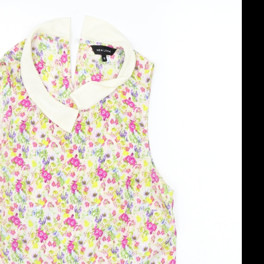 New Look Womens Beige Floral  Basic Blouse Size 12