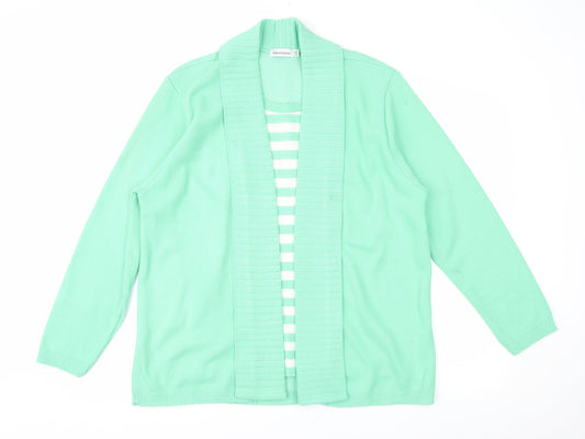 Impressions Womens Green Striped  Pullover Jumper Size L