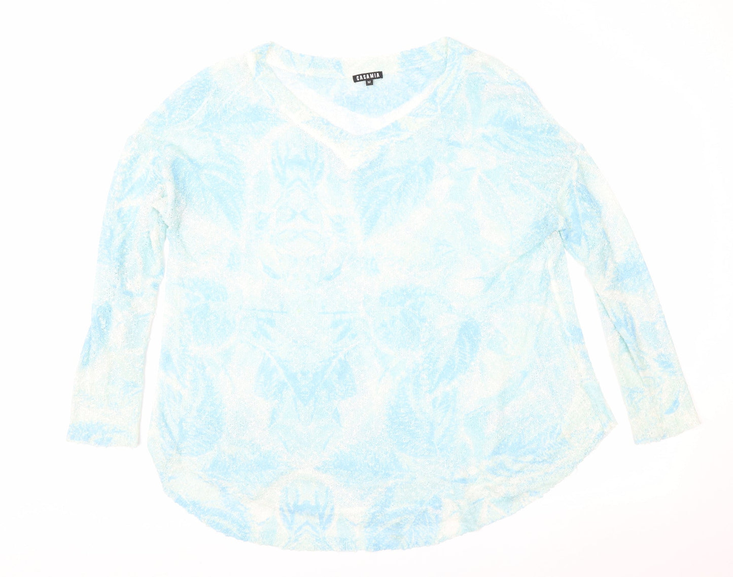 Casamia Womens Blue Floral  Pullover Jumper Size M
