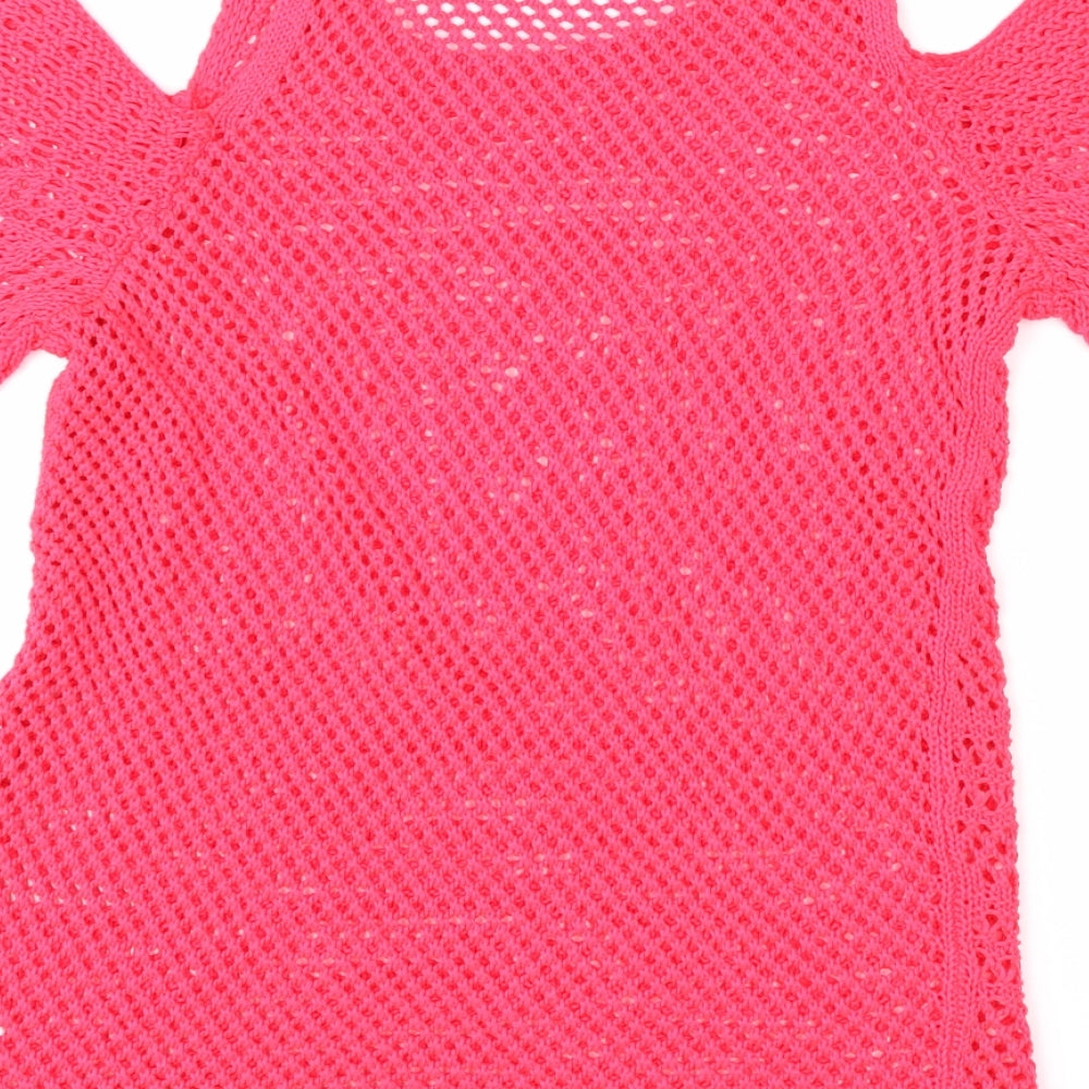 Papaya Womens Pink  Crochet Pullover Jumper Size 10