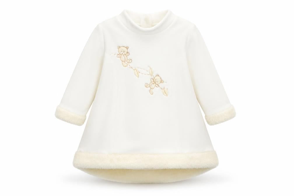 Front view of COCO girls’ white a-line, size 3-6, months