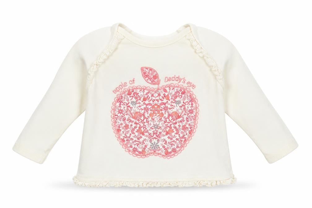 Front view of Mini Club girls’ ivory basic t-shirt, size 6-9, months