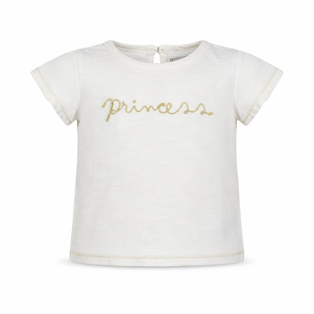 Front view of Next girls’ white basic t-shirt, size 6-9, months