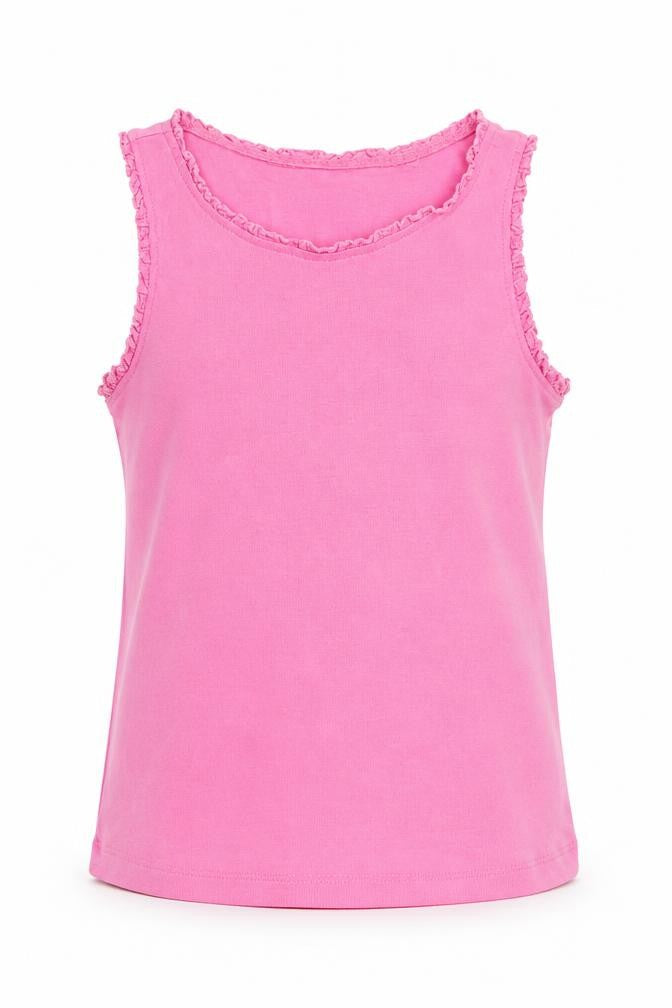 Front view of Next girls’ pink basic tank, size 2-3, years