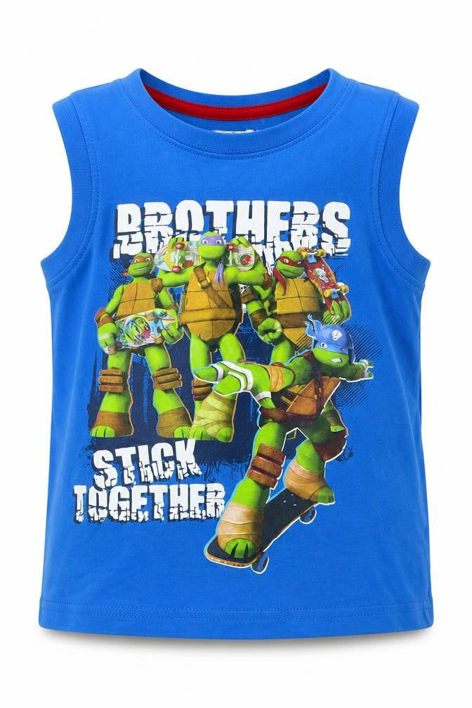 Front view of Preworn girls’ blue basic tank, size 3, years - teenage mutant ninja turtles