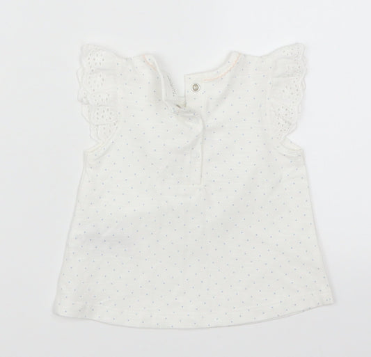 NEXT Girls White Polka Dot  Basic T-Shirt Size 0-3 Months  - Smile & Be Happy