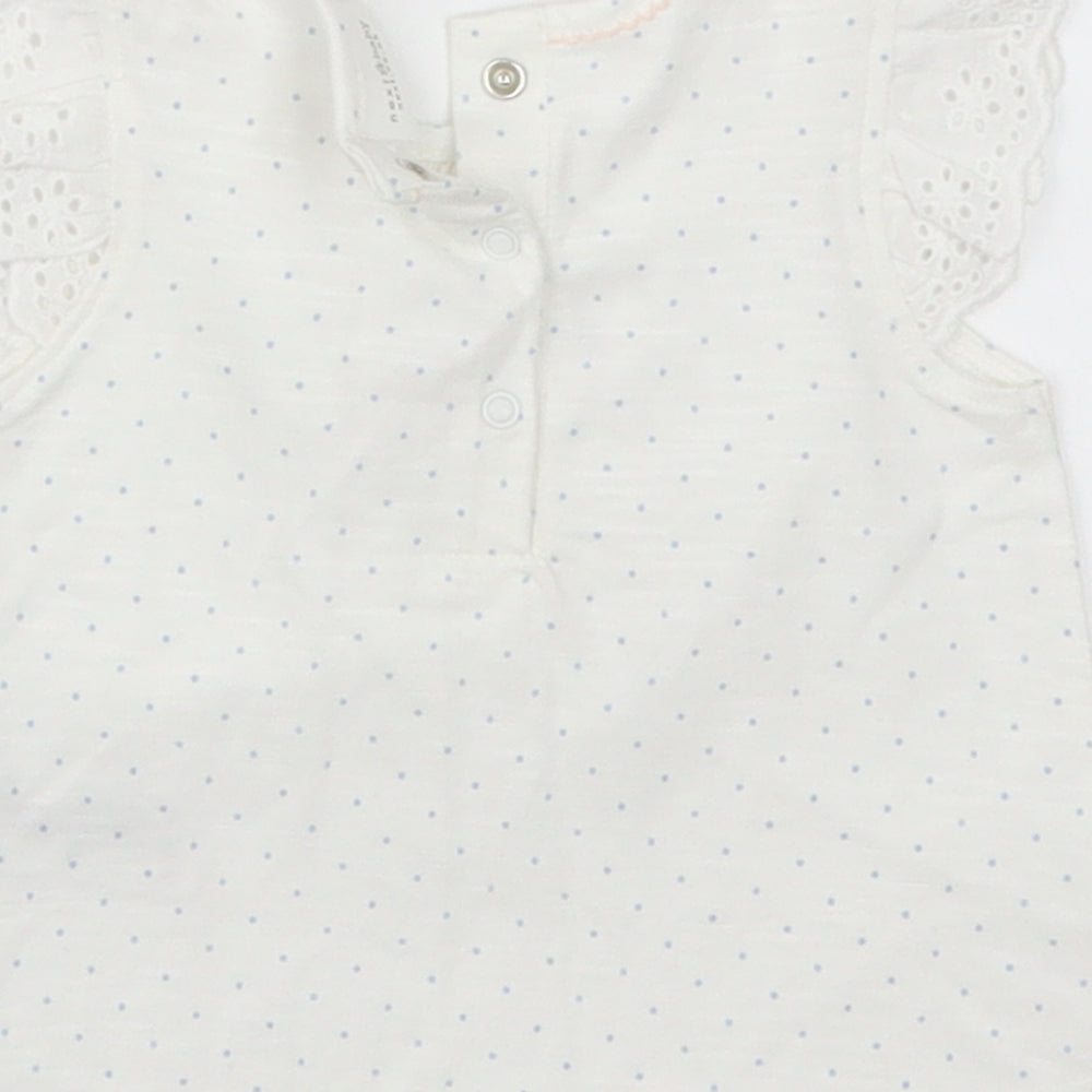 NEXT Girls White Polka Dot  Basic T-Shirt Size 0-3 Months  - Smile & Be Happy