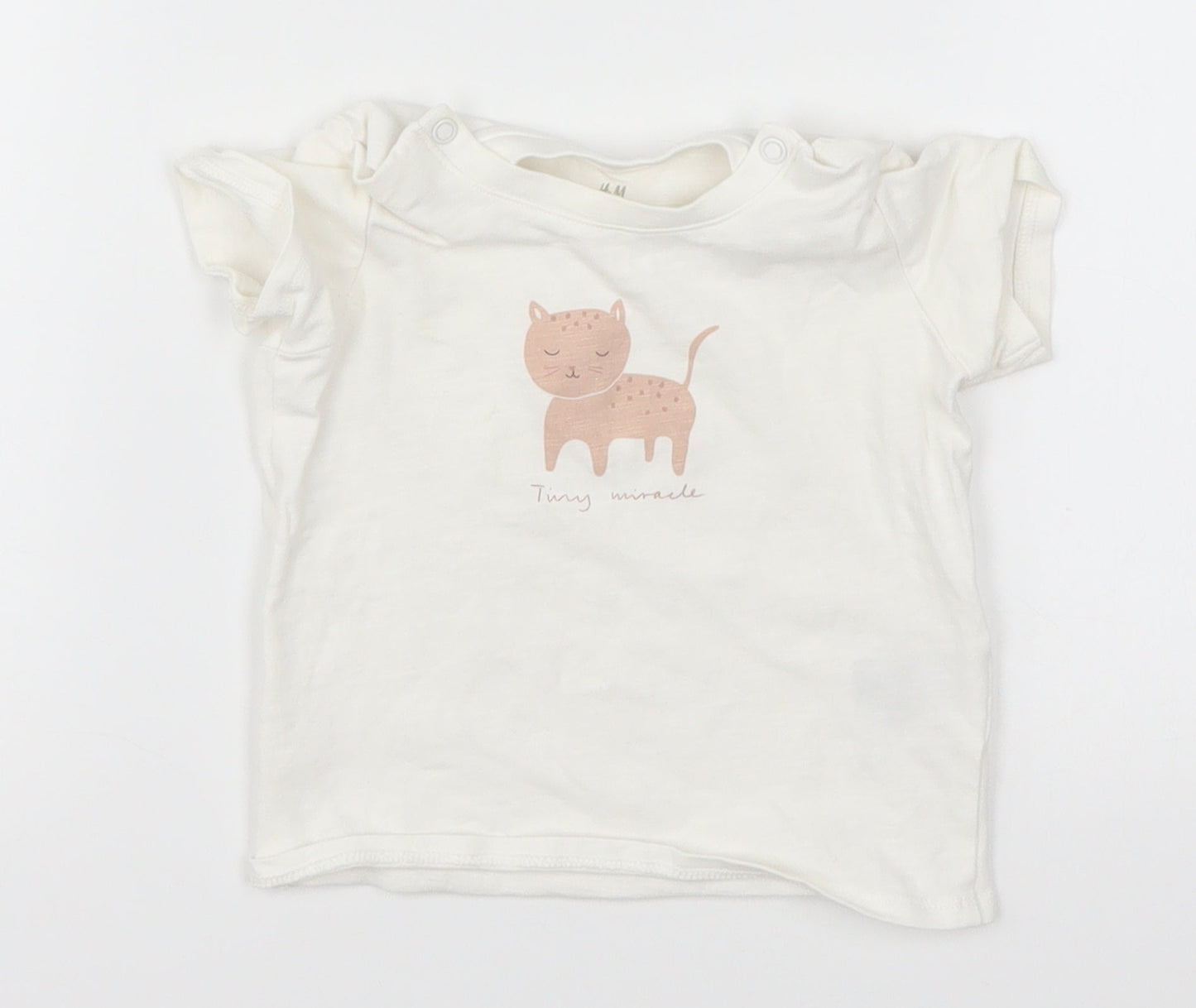 H&M Girls White   Basic T-Shirt Size 6-9 Months  - Tiny Miracle Cat