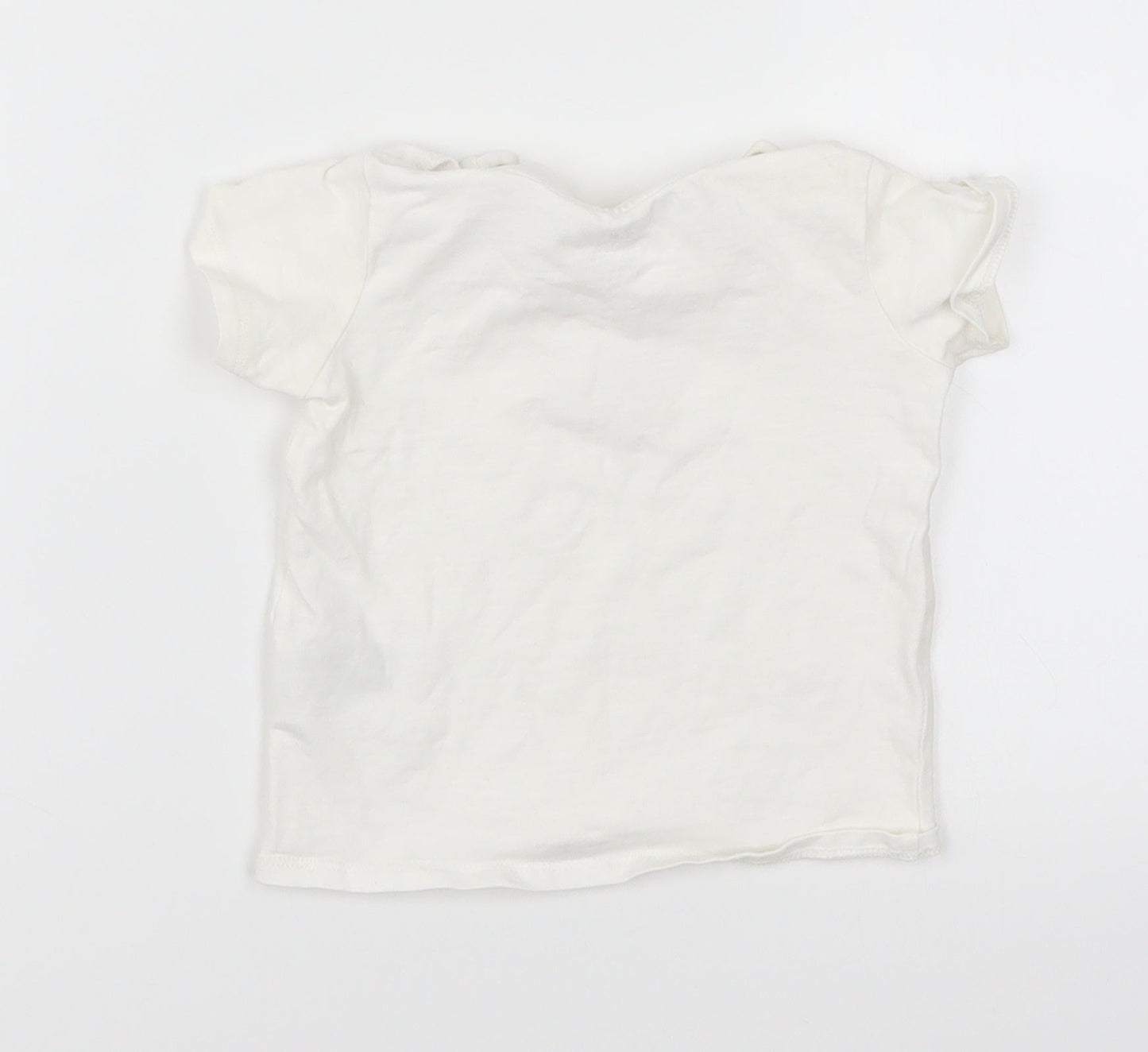 H&M Girls White   Basic T-Shirt Size 6-9 Months  - Tiny Miracle Cat
