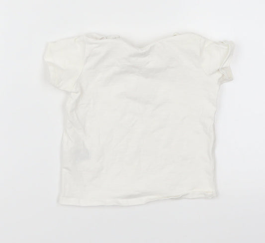 H&M Girls White   Basic T-Shirt Size 6-9 Months  - Tiny Miracle Cat