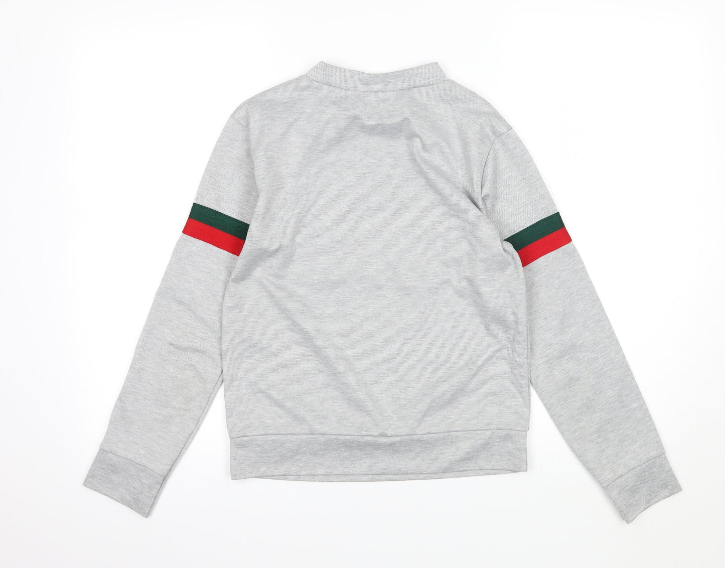 Misspap Womens Grey Striped Jersey Pullover Sweatshirt Size S