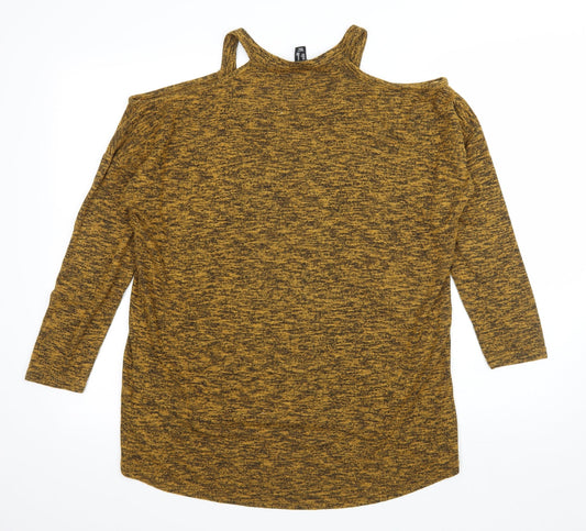 New Look Womens Yellow   Pullover Jumper Size M  - Cut Out Shoulder