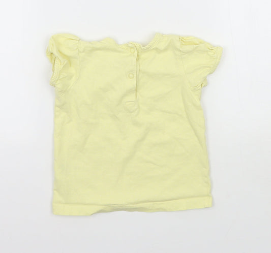 H&M Girls Yellow Polka Dot Jersey Basic T-Shirt Size 12-18 Months