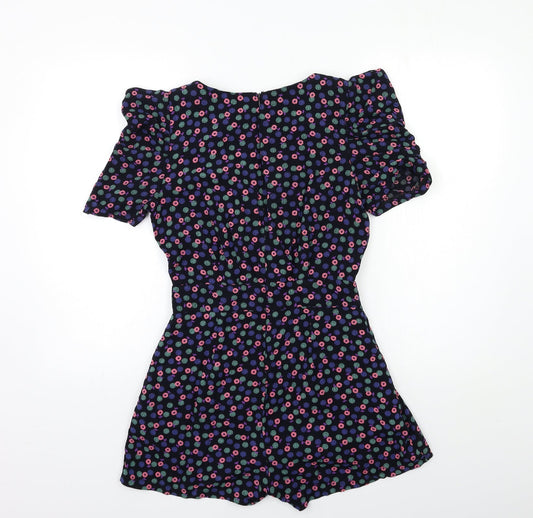 Angeleye Womens Black Floral  Playsuit One-Piece Size S