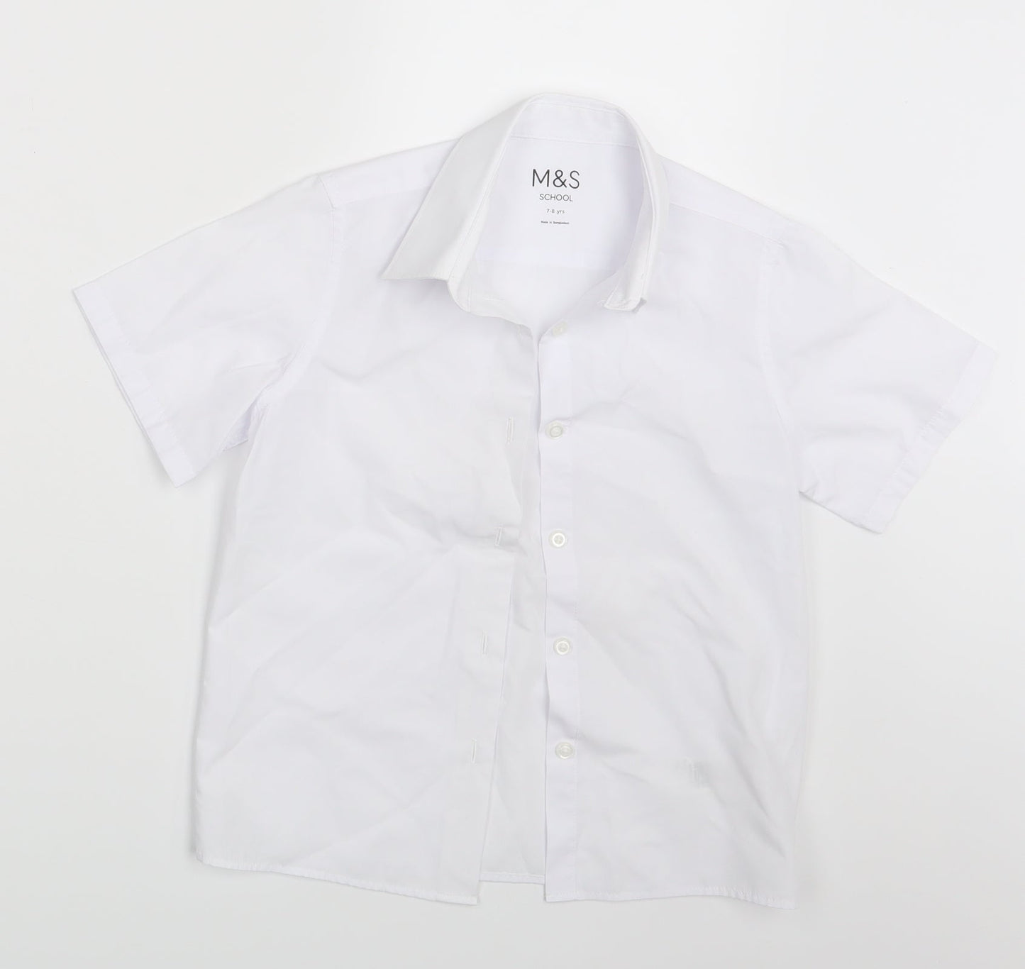 M&S Boys White   Basic Button-Up Size 7-8 Years  - School