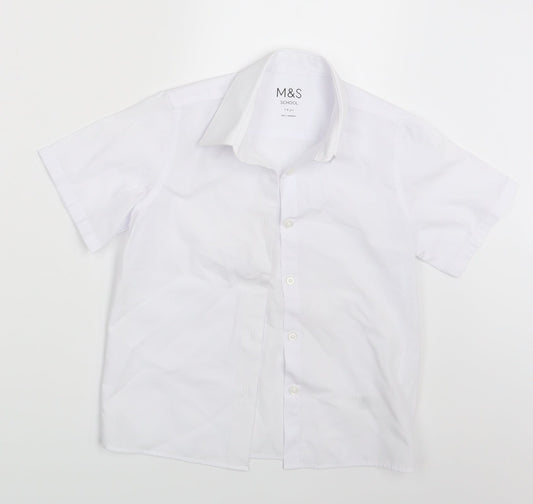 M&S Boys White   Basic Button-Up Size 7-8 Years  - School Wear