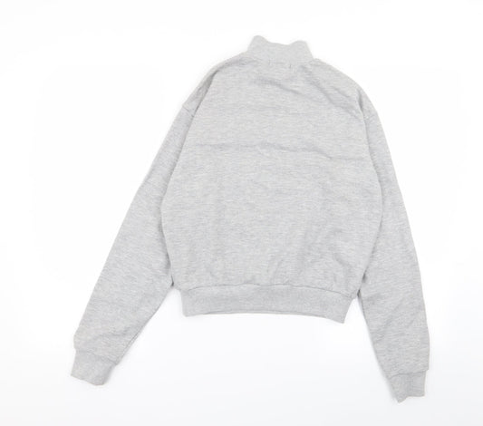 FOREVER 21 Womens Grey Striped  Full Zip Jumper Size S