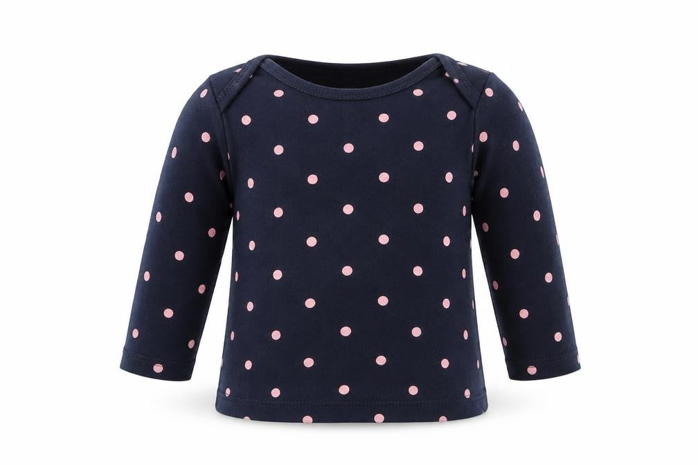 H&M Girls Blue Polka Dot  Basic T-Shirt Size 6-9 Months