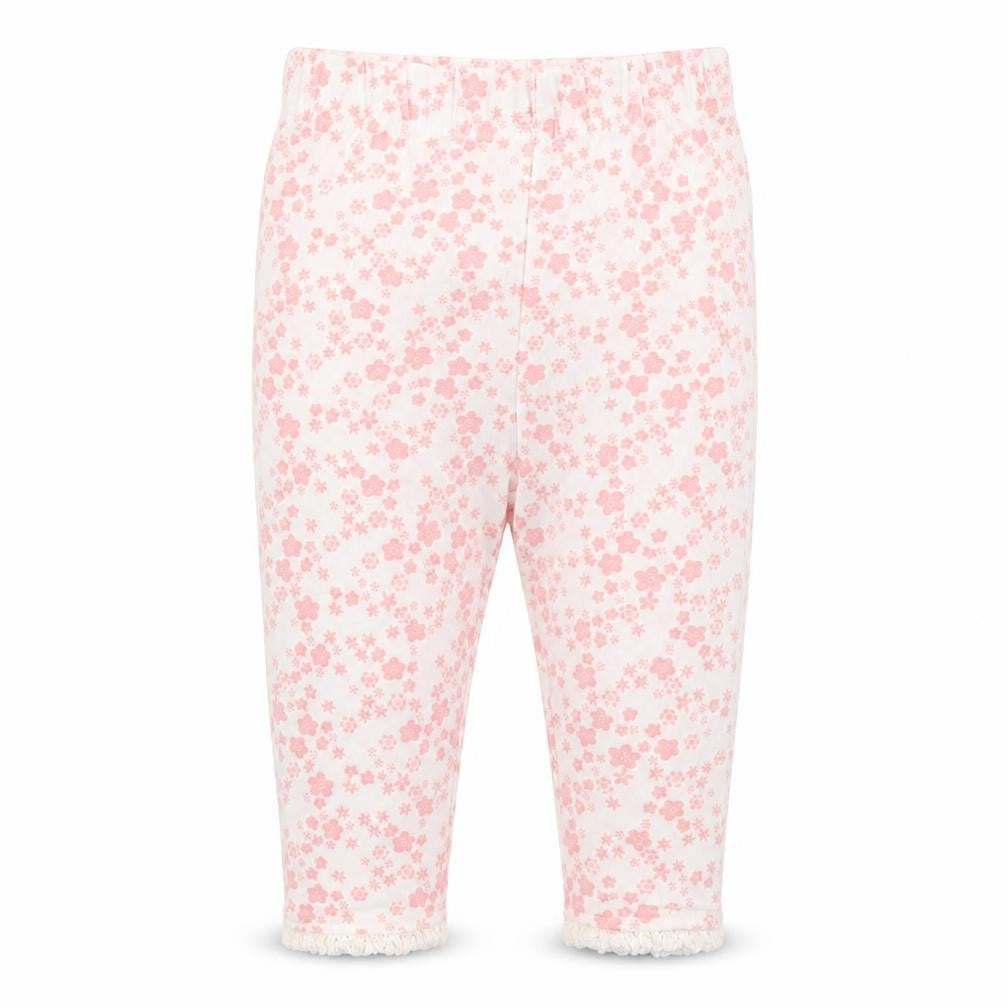 Front view of Asda George girls’ multicoloured floral jogger trousers, size 3-6, months - leggings