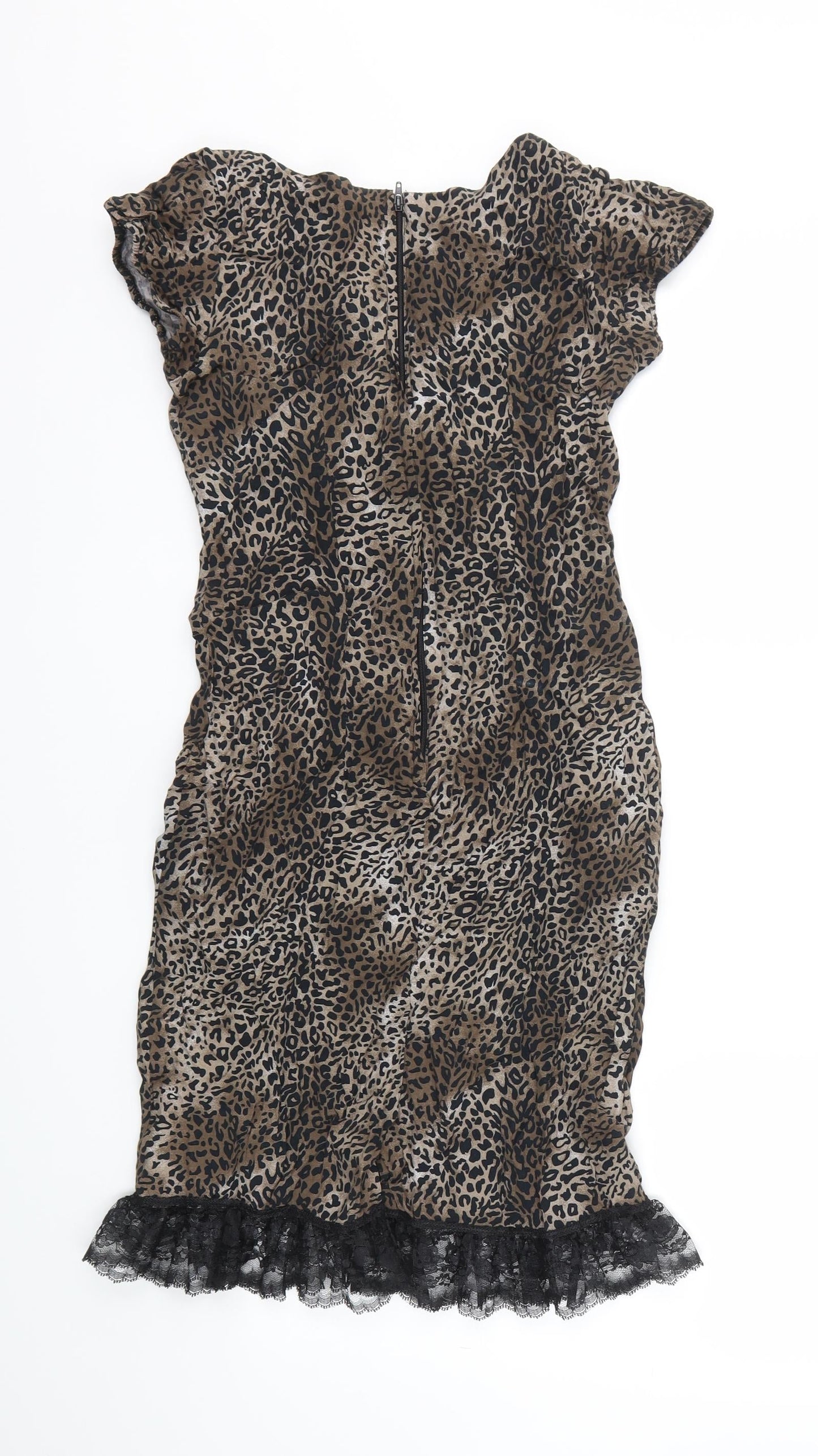 Internacionale Womens Brown Animal Print  A-Line  Size 8